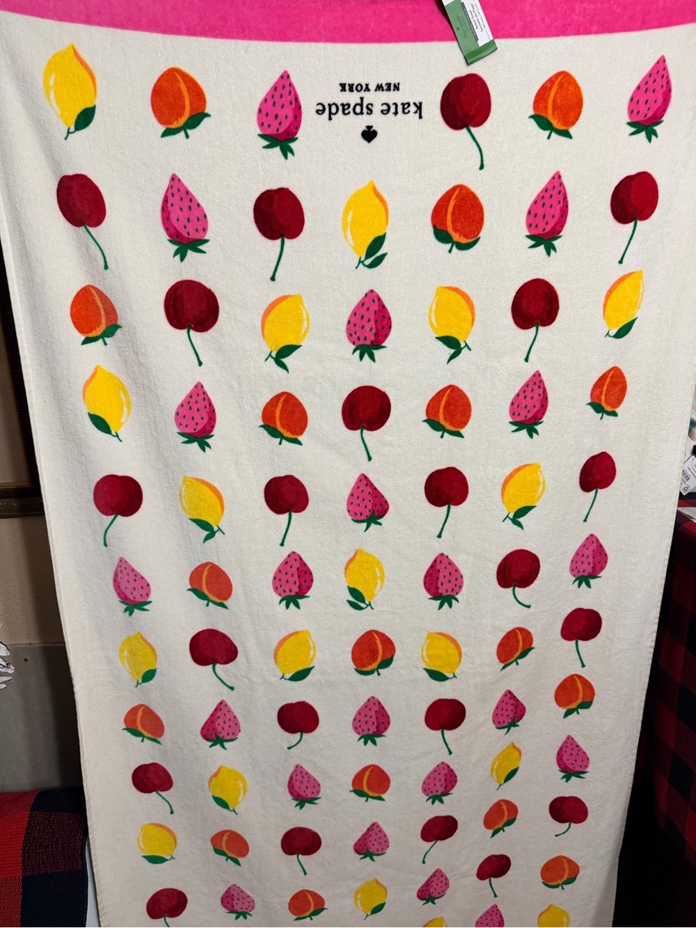 kate spade Fruit Print Beach Towels with Pink Border - Picture 3 of 8